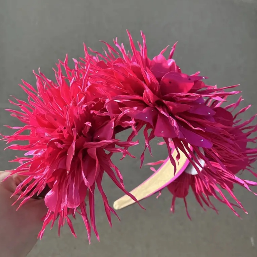 Rose Red Sparkling Exaggerated Floral Headband